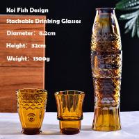 China Koi Fish Design Drinking Glasses Stackable Drinking Glasses Fish Shaped Glasses Drinking for Home Decor on sale