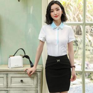China Short Sleeve Ladies Office Dresses / Summer Elegant Waist Tie Round Collar Women Business Dress supplier