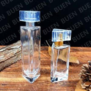 Eco Friendly Triangle Small Glass Perfume Bottle With Acrylic Cap 1oz