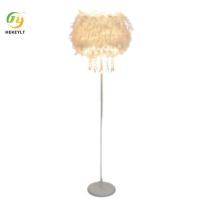 China Feather Crystal Floor Lamp Wedding Living Room Bedroom Bedside Lamp Beauty Anchor Fill Light on sale