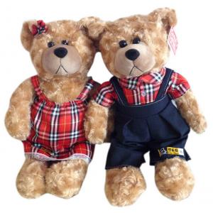 Hot sale soft and stuffed couple plush teddy bear toy with dress