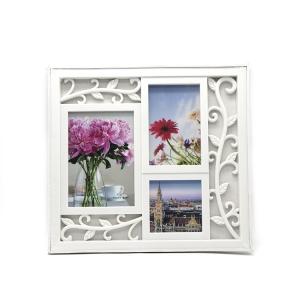 Flower Pattern 3 Picture Collage Frame , Wall Hanging Picture Frames