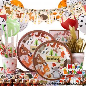 ANIMALS PARTY TABLEWARE SET PAPER PLATE KIDS BIRTHDAY THEME CARTOON ANIMALS PARTY DECORATION DISPOSABLE TABLEWARE