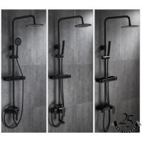 China 3 Way Black Gold Adjustable Hand Held Shower Heads Rain Head Shower Set on sale