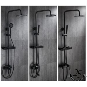 3 cabezales de ducha de mano ajustables del oro del negro de la manera llueven el sistema principal de la ducha