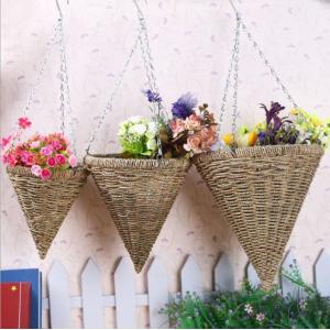 China Cone Shape Hanging Basket Hand Woven Cheap Wicker Hanging Basket for Sale supplier