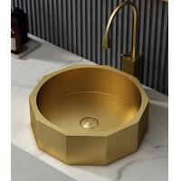 China Luxury Stainless Steel Wash Basin , Brushed Gold Vanity Vessel Sink OEM ODM on sale