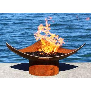 China Corten Steel Modern Fire Bowls Outdoor , Large Metal Fire Pit 50cm Height supplier