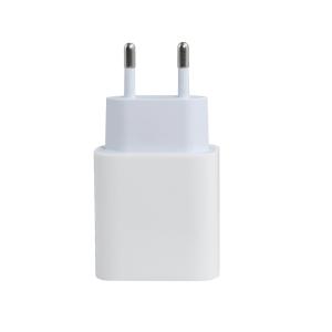 China Cargador de pared EU de 2 pines con puertos USB-C y USB-A, adaptador de corriente de 20W de doble puerto compacto para cargar teléfonos y tabletas wholesale