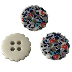 Silk Print Shirt Flower Resin Buttons 4 Holes 20L For Sewing Blouse