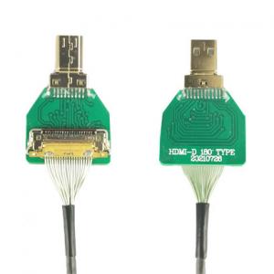 HDMI Cable Adapter Micro Straight Head HDMI-D-180° to CABLINE CA Micro Coaxial Cable 20525-030e-02 OEM/ODM