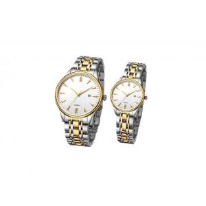 Couple Quartz Stainless Steel Watch Water Resistant  Mineral Glass With Calendar
