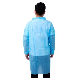 Cheap Disposable Lab Coats/ Lab Coat Jacket Disposable Light Blue With Elastic Cuff and zipper