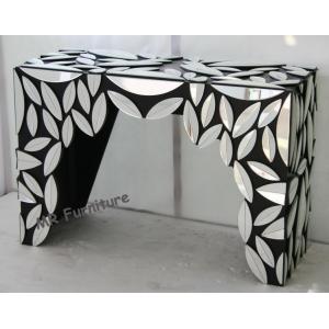 China Leaves Design Hallway Mirror Table , Black Silver Color Mirrored Cocktail Table wholesale