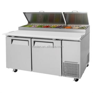 China Catering Salad Bar Prep Counter Refrigerator Stainless Salad Display Bar Sandwich Preparation Pizza Marble Pizza Table supplier
