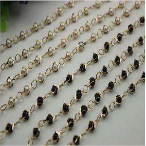 China Exquisite design white & black pearl decorative iron material 7 mm width bag chain guangzhou supplier