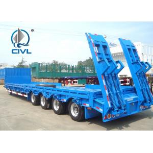 China Low Bed Semi-Trailer CIMC 3 Axles Flatbed With 60 Tons To Transport Machines  Lowboy Trailer supplier