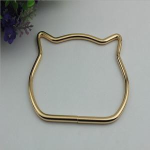 Popular wholesale zinc alloy cat head shape light gold metal bag hardware handle