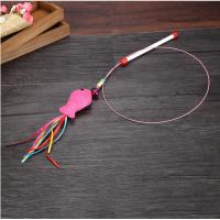 China Interactive Funny Fish Cat Teaser Stick Pack With Steel Wire Feather Bell on sale