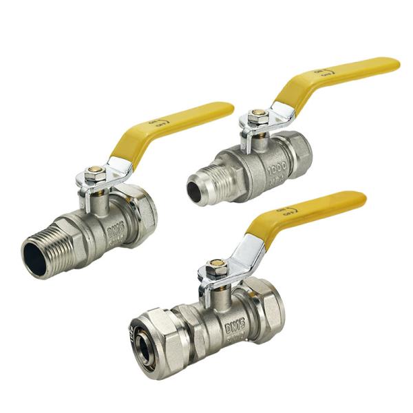 Brass Gas Valve With SAI GLOBAL AS4617-2004 Certification And Yellow / Customized Handle Color