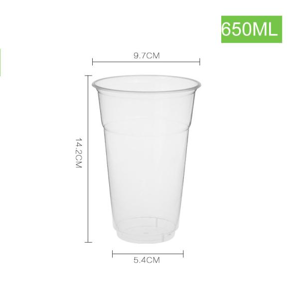 Custom printed clear transparent disposable PP plastic leakproof milk tea cold cup reusable