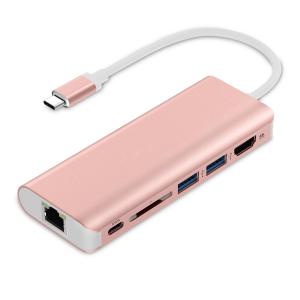China Mini Portable Essential USB-C to 3.0 HUB RJ45 Ethernet HD Adapter supplier