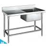 Catering Sinks Stainless Steel Single Sink with Side Table 1200*600*800+150mm