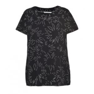 Soft Printed Round Neck Short Sleeve Blouse , Summer Fashion Tops For Ladies