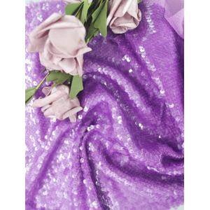 Purple Color Tulle Sequin Embroidered Fabric For Evening Dress