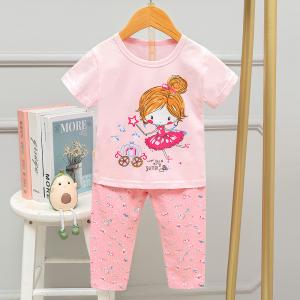 China Skin Friendly Kids Sleeping Suits Cotton Shirt And Shorts Nightwear For 135cm Height supplier