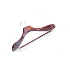 China Glossy Luxury Wooden Coat Hangers For Men'S Suit / Pants / Jacket Customized Logo supplier