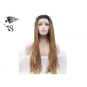 Blonde Box Braids Synthetic Braided Wigs with Dark Roots for African Americans