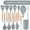 China Non Toxic 12 Piece Silicone Cooking Utensil Set With Wood Handle wholesale