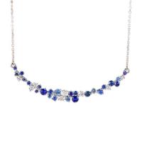 China Girls 40cm Chain Sapphire Cluster Necklace 0.22ct Diamond Flower Cluster Pendant on sale