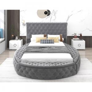 Hot selling velvet Modern Curved Upholstery Bed Furniture Custom King bed Queen bed upholstered ottoman beds for Bedroom