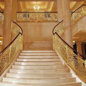 Carve Metal Stair Railing Modern Luxury Gold Staircase Railing