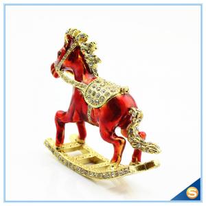 Enamel Metal Trojan Shape Trinket Box Animal Series Rhinestone Jewelry Box SCJ730