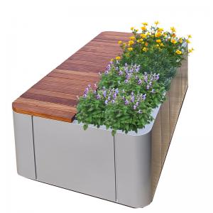 Matte Commercial Garden Benches With Planters Decorative Outdoor Wooden Benches