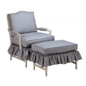 China Cushion Fabric Sofa Skirt Upholstered Chair With Ottoman , Modern Chair And Ottoman wholesale
