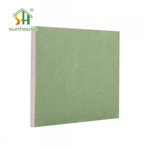 China Green Color Moisture Resistant Drywall , 9mm Tapered Edge Plasterboard Waterproof supplier