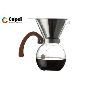 China Stainless Steel Filter Glass Pour Over Coffee Carafe , Bamboo Handle Cold Brew Coffee Maker supplier