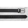 China PU Black Mens Casual Belts With Nickel Satin Metal Plate On Loop In 3.85cm wholesale