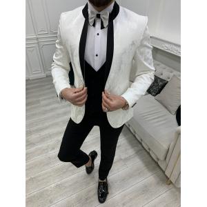 China 65% Polyester Mens Tuxedo Suit 32% Viscose 3% Lycra White Tuxedo Jacket supplier