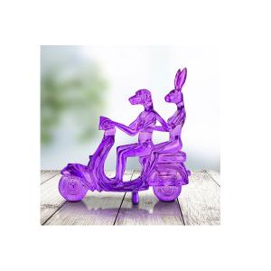 China Contemporary Garden Art Transparent Resin Rabbit Dog Outdoor Fiberglass Sculpture supplier