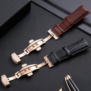 China 2020 Leather Fish Pattern Leather Band Soft Double Press Butterfly Buckle Strap Metal Buckle Pin Buckle 16mm18mm20mm22mm supplier