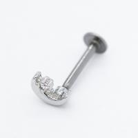 China Clear Stone Side Labret Piercing Jewelry Moon Lip Stud OEM ODM on sale