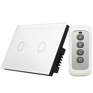 US Standard 2 gang lamp wall touch switch with electric control tempering glass panel