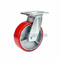 China 6 Inch Red Caster Polyurethane PU Wheels , Heavy Duty Swivel Casters on sale