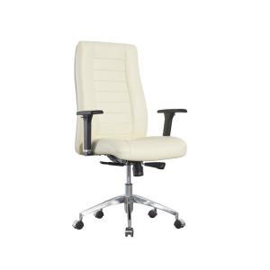 28KG Leather Office Swivel Chairs PU Armrest Convertible White Leather Executive Office Chair