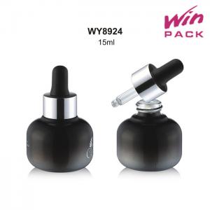 China 30ml Black Glass Dropper Bottles , Glass Vials With Dropper Round Shape supplier